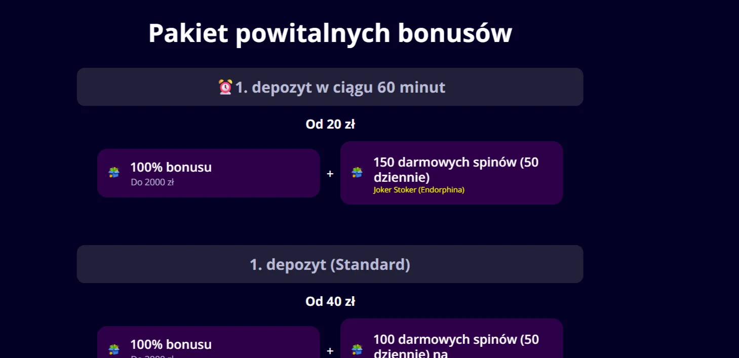 Aktualny pakiet powitalny Slotoro na oficjalnej stronie